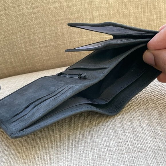 Men Wallet Black Genuine Leather Bifold Card Holder Handmade Purse Money Clip - Picture 10 of 12